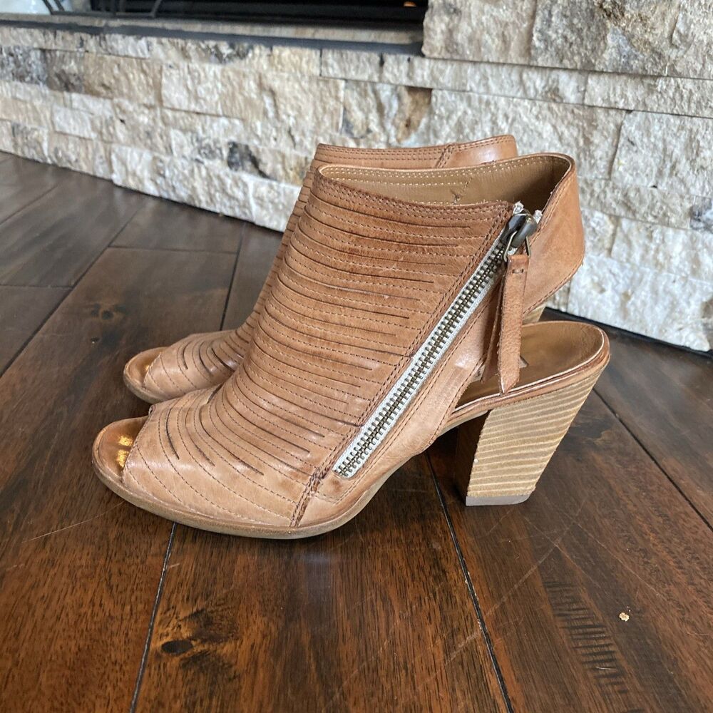 Paul Green Cayanne leather peep-toe sandal Heels Tan Womens Size 7 US 4.5 UK